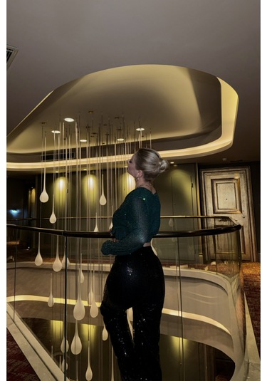 Pullu Crop Kruvaze Bluz - Zümrüt Renkli