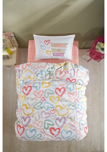 Clasy Ranforce Nevresim Takımı Tek Kişilik Selfie V1 Pudra Pudra