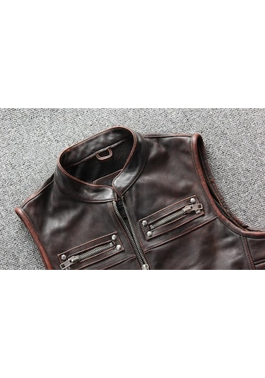 Motorcu Yelek Eskitme Hakiki Deri