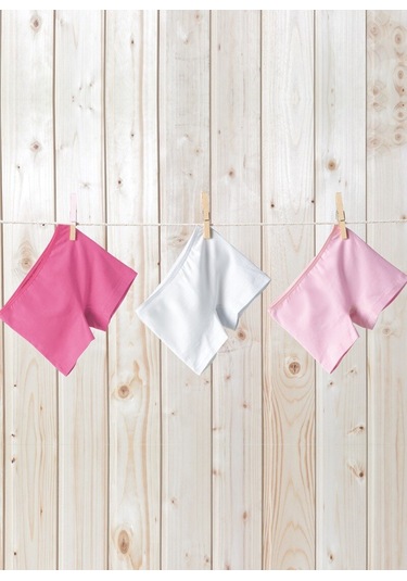 Kız Çocuk Boxer 3lü Paket 1298 - Fuşya Pembe Beyaz Çok Renkli