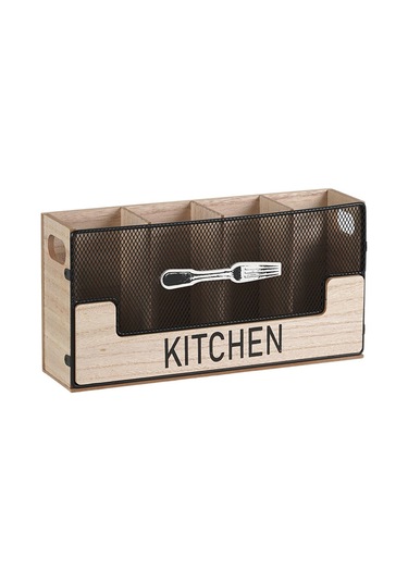 Suntek Mutfak Tezgahı Alet Tutucu Kaşık Çatal Düzenleyici Ahşap Rengi