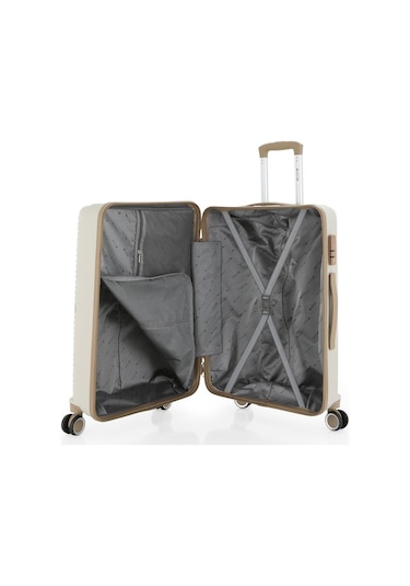 Mçs 3lü Set Kırılmaz Silikon Seyahat Valizi Bavulu V374 Kemik/şampanya Bej