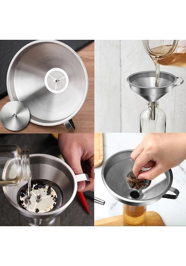 Elmpaly 3 Adet Paslanmaz Çelik Filtre Hunisi Seti 3 Filtre Ağı İle