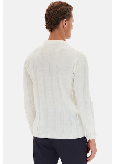 Twn Slim Fit Ekru Rib Örgü Kazak 3ec063302441m E01