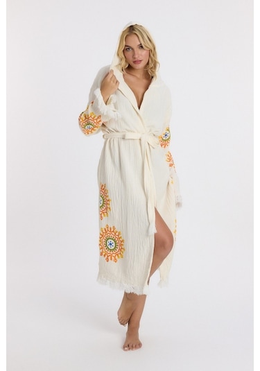 Mulberry Muslin Peştemal Bornoz Banyo Ve Plaj Elbisesi Sarı
