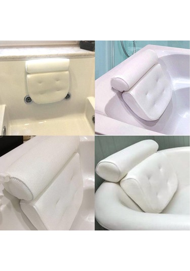 Yaozixa Banyo Yastığı - 3d Kumaş, Emici Ve Rahat Küvet Baş Destek Yastığı Beyaz
