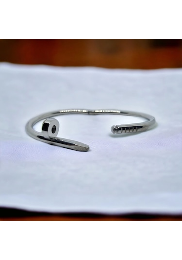 Gümüş Rengi Paslanmaz Çelik Çivi Kelepçe Bileklik Bilezik Çok Renkli