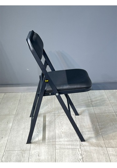 Hey 4'lü Katlanır Kamp Sandalyesi Piknik Sandalyesi Siyah Deri Siyah