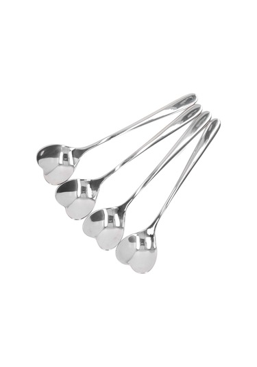 Kangvka 4 Adet Paslanmaz Çelik Kalp Şekilli Kahve Kaşığı - Dayanıklı, El Ağlı Tasarım, Çay Ve Tatlı Karıştırıcı Diğer