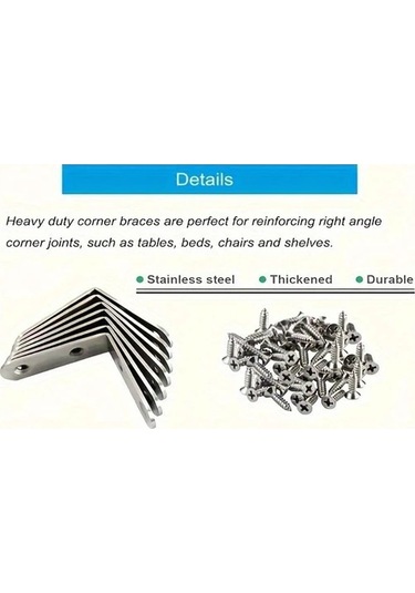 Dashanshop 10 Parça + 40 Vida Sağlam L Braket - 90 Derece Raf Köşe Bağlantı Destek 10 Adet + 40 Adet Vida