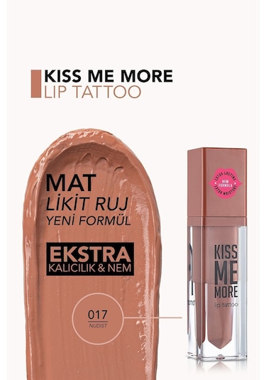 Flormar Uzun Süre Kalıcı Mat Ruj - Kiss Me More-017 Nudist-8682536040846