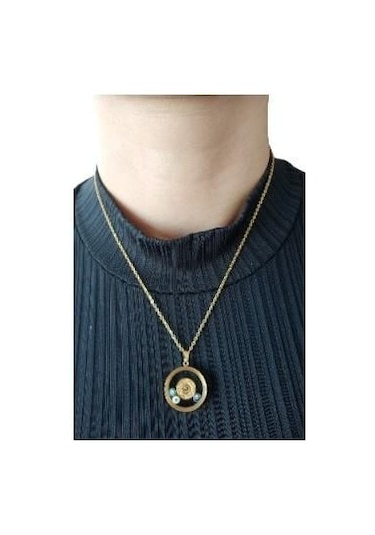 Fanuslu Sabit Açılmayan Gram Altın Çelik Kolye - Kadın