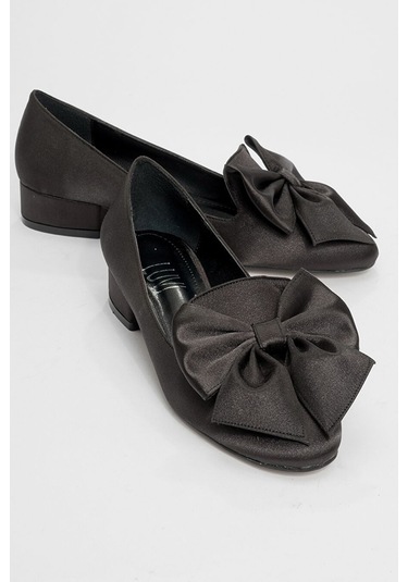 Mıcam 2338 Kadın Saten Papyon Fiyonklu Babet Siyah Siyah