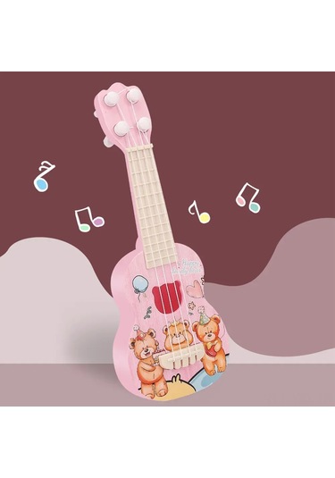 Yaozixa Küçük Müziğe Giriş Için Sevimli Ayı Desenli Plastik Ukulele, Çocuklar İçin Eğitici Müzik Oyuncak, 1 Adet