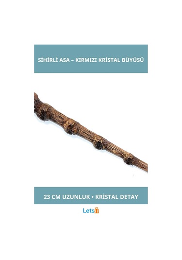 Polyester Sihirli Asa Kırmızı Kristal Detaylı 23 Cm 1 Adet