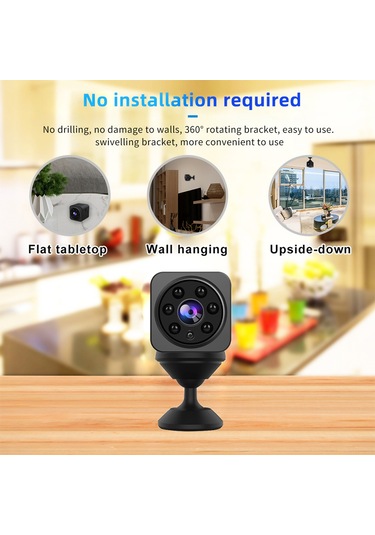 Geeksen Siyah Mini Wifi Güvenlik Kamerası - 1080p Hd Görüntü, İki Yönlü Konuşma, İnfrare Kamera, Hareket Algılama Ve Dahili Pil İle Uzaktan İzleme