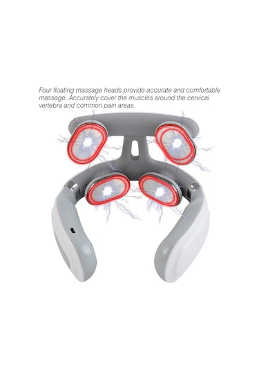 Akıllı Boyun Masaj 4 Başlıklı Usb Isıtmalı Titreşimli Masaj Cihazı Beyaz