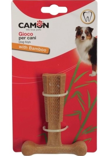 Camon Kemik Şeklinde Bambu Köpek Çiğneme Oyuncağı 18 Cm: Dayanıklı Diş Masaj Oyuncağı