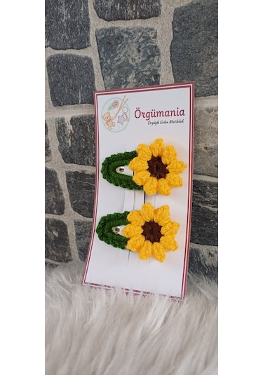 Ayçiçeği Çıtçıtlı Toka - Örgü Toka Sarı - Yeşil