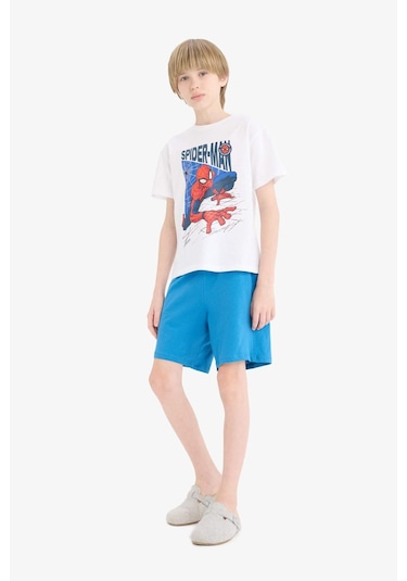 DeFacto Erkek Çocuk Marvel Spiderman Pijama Takımı Kısa Kollu Üst Şort E0343A825SMWT34