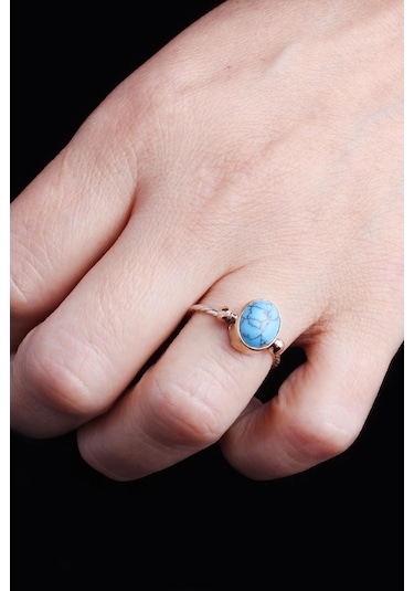 Omar Silver Kadın Gümüş Turkuaz Firuze Taşlı Elişi 925 Ayar Gümüş