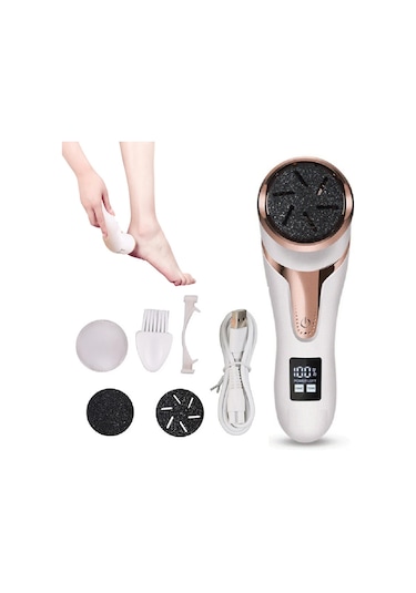 Moveevo Şarj Edilebilir Elektrikli Ayak Törpüsü Pedikür Zımparası Su Geçirmez 2 Hız Ayak Nasırı - Beyaz