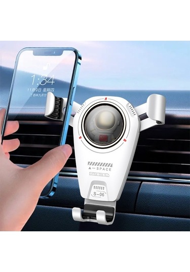 Wondernest S-06 Araba Hava Çıkışlı Yerçekimi Tutucu Geri Çekilir Döner Telefon Braketi Siyah Siyah