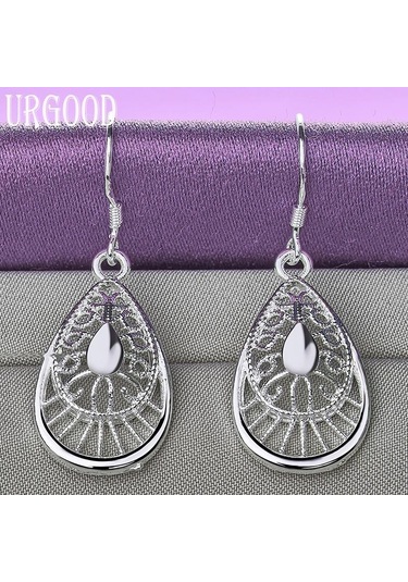 925 Ayar Gümüş Damlacık Hollow Damla Küpe Moda Takı