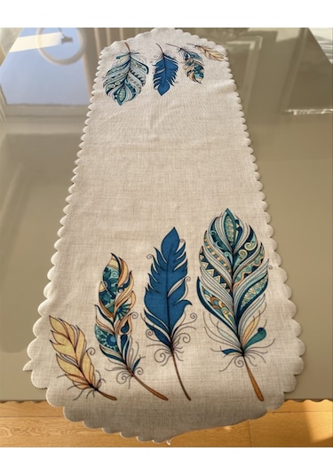 Tüy Desenli 40x140 CM Lazer Kesim Runner