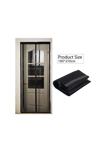 210 x 100 cm Anti Sivrisinek Manyetik Otomatik Perde - Siyah