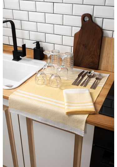 45x65, 2'li Kurulama Bezi, %100 Pamuk Yüksek Su Emici Sarı