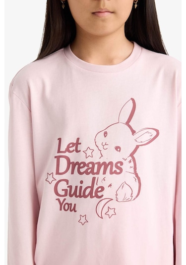 Defacto Kız Çocuk Regular Fit 2li Pijama Takımı Baskılı Uzun Kollu Üst Desenli Uzun Alt F6215a825wnpn688 Pembe