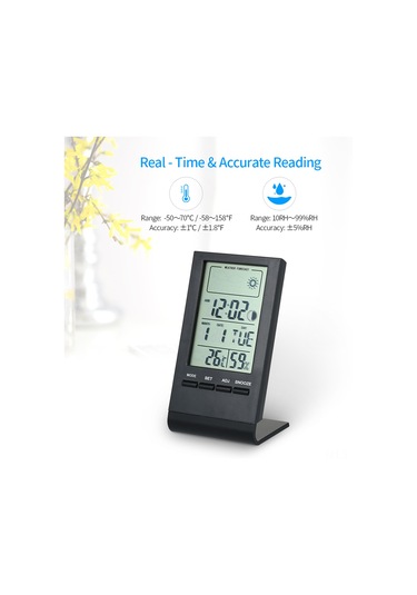 Xiyyadms Cx-220 Siyah Mini Dijital Oda Sicaklık Nem Ölçer - Zaman/tarih Gösterimi, Hava Tahmini Ve Maks/min Kaydı Pil Dahil Değil