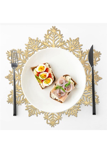 Kar Tanesi Amerikan Servisleri Süslemeleri Kırmızı Kar Tanesi Amerikan Servisleri B Altın