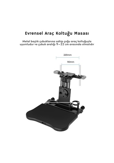 Shopytech Evrensel Araç Koltuğu Masası 360 Döner Tepsi Tablet Laptop Standı Ve Bardaklık 1 Adet