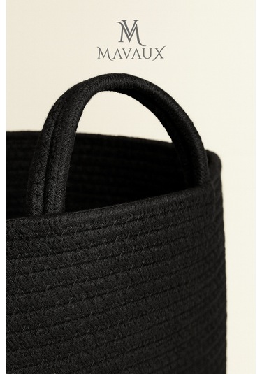 Doğal El Dokuma Hasır Jüt Sepet 20x26 Cm Dekoratif, Çok Amaçlı, Şık Ve Dayanıklı Saklama Sepeti Siyah