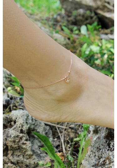 Argentum Concept Zirkon Taşlı 925 Ayar Gümüş Toplu Kalp Halhal - H000601 Pembe