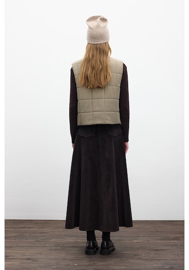 Kapitone Kısa Fit Yelek Yeşil Yeşil