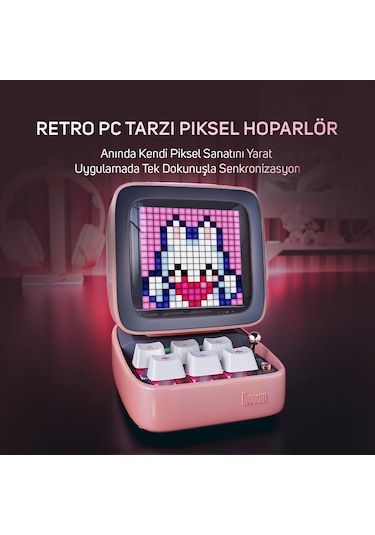 Divoom Ditoo Pro Bluetooth Hoparlör Ve Ses Kayıt Özellikli Lovelock  Seti, Pembe