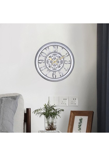 Suntek Ofis Ev İçin 11" Dekoratif Retro Duvar Saati Gümüş