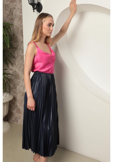 Chıcnhappy Örme Kumaş Kadın Piliseli Etek Antrasit 23y069001l Antrasit