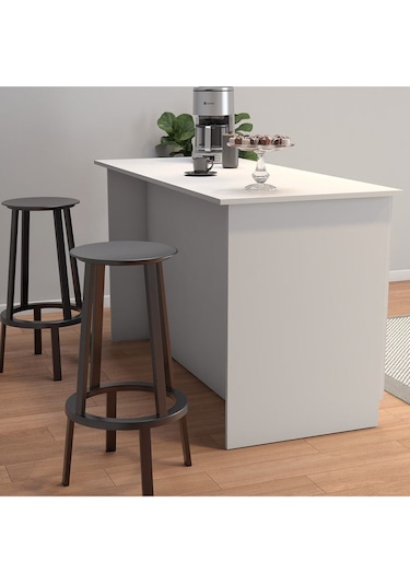 Patentli 160lık Benzila Mutfak Adası, Ada Mutfak, Çok Amaçlı Mutfak Dolabı, Mutfak Masası Beyaz