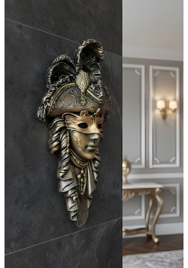 Korsan Maskeli Duvar Mask Kahve-bronz 30x18cm