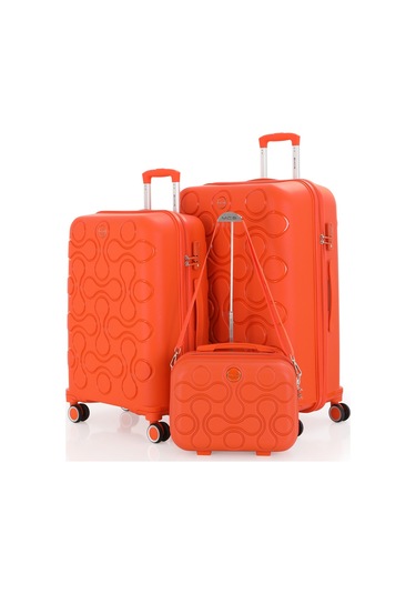 Mçs Polipropilen 3lü Valiz Seti Büyük & Orta & Makyaj V376 S23sy1000051-set 00314 Portakal