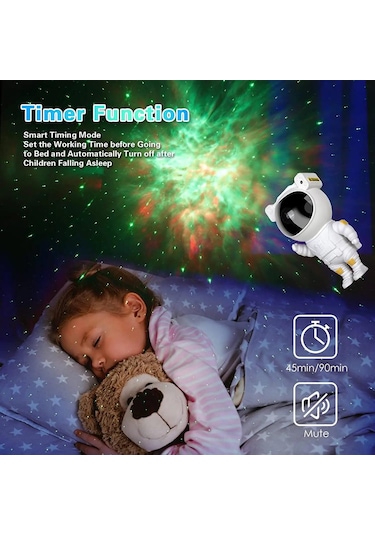Yeni Taşınabilir Astronot Görünüm Projeksiyon Gece Lambası Beyaz