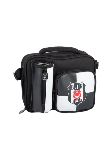 Beşiktaş 2 Bölmeli 1903 Logo Baskılı Suni Deri Anaokulu Çantası + Beslenme Çantası + Kalemlik Siyah