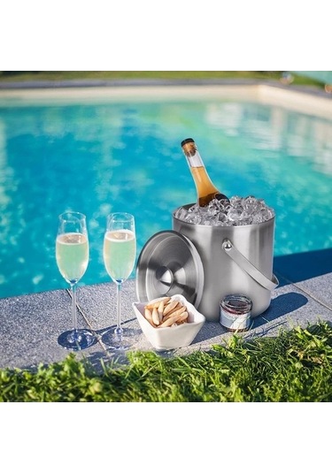 Fastbuy Sağlam Çift Cidarlı Paslanmaz Çelik Buz Kovası 3l Siyah, 08gal Sızdırmaz Ev Bar Kamp Party Restoran Kullanımı Siyah