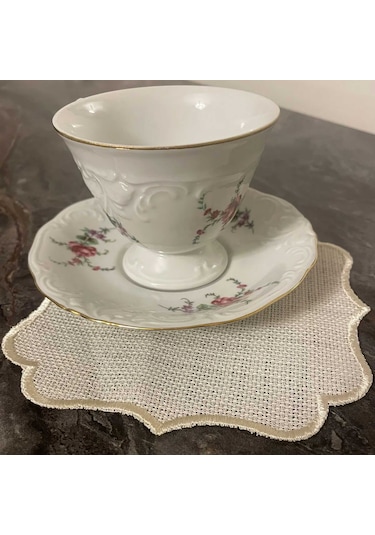 Etamin İşlemelik Kokteyl Peçete 6'lı Bej