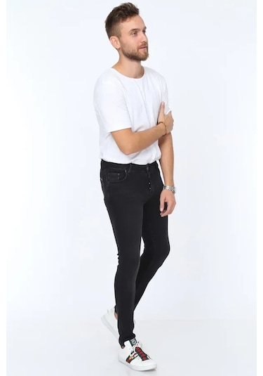 Digital Jeans Erkek Slim Fit Dar Kesim Dar Paça Kot Pantolon Füme Açık Gri