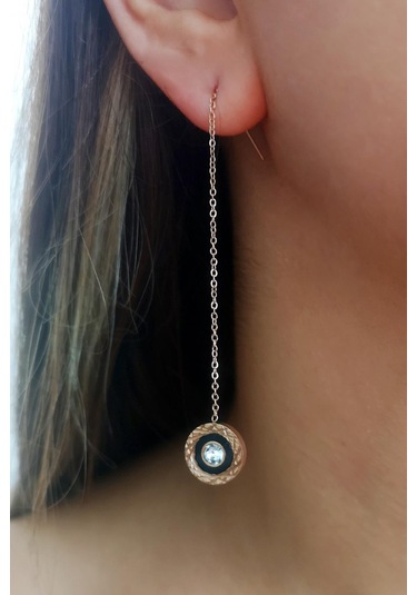 Altın Kaplama Zirkon Taşlı Sallantılı 316l Kalite Yuvarlak Paslanmaz Çelik Küpe - Std